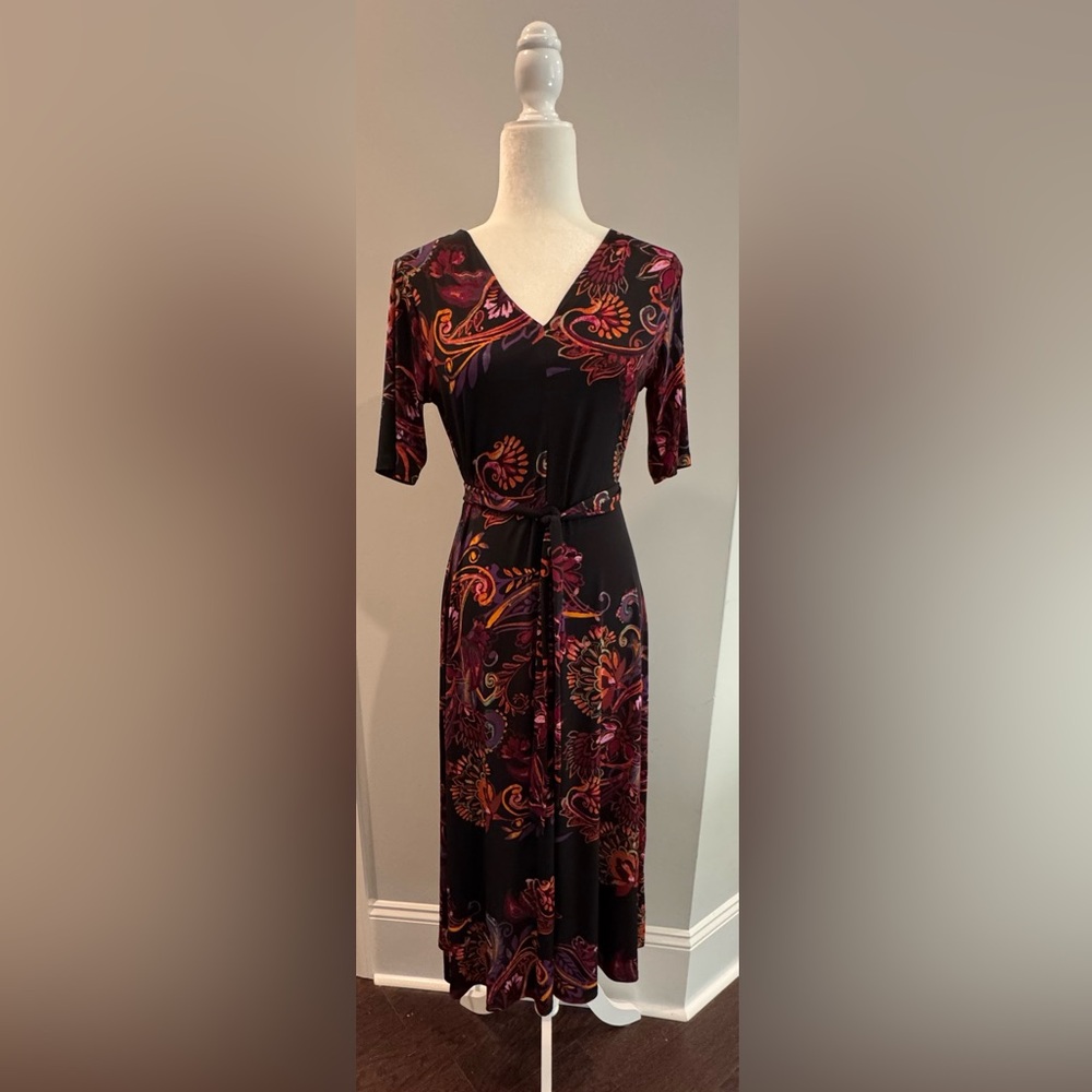 MSK Red Wrap Tie Front Sheath Dress